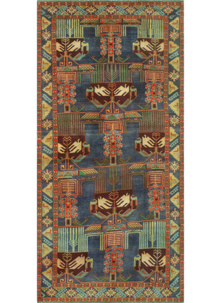 Fine Vintage Distressed Cirilo Navy/Rust Runner, 4'10x10'2