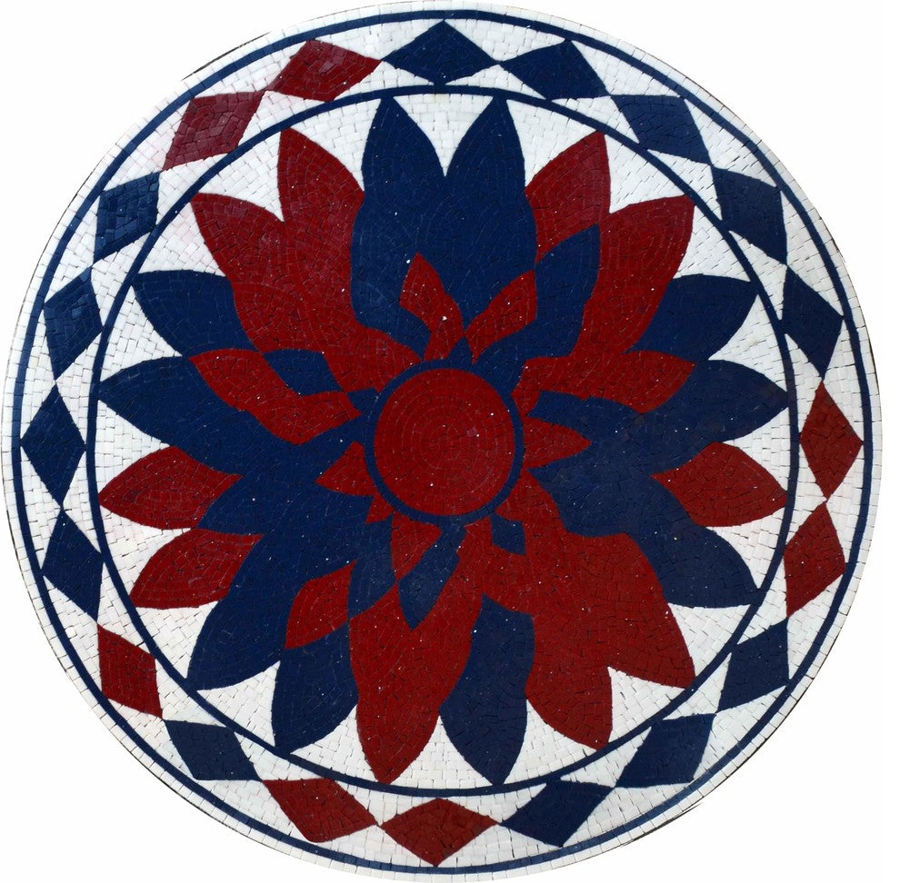 Mosaic Medallion, Floral Ink, 36"x36"