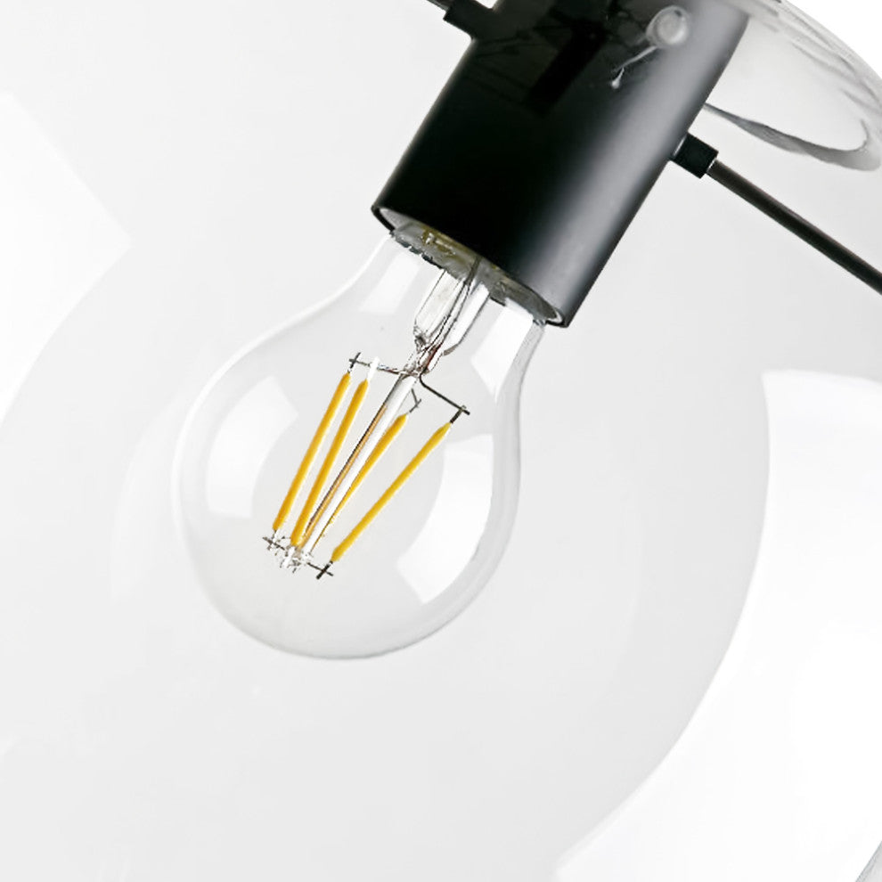 Modern Clear Glass Globe Pendant Light, 3 Light