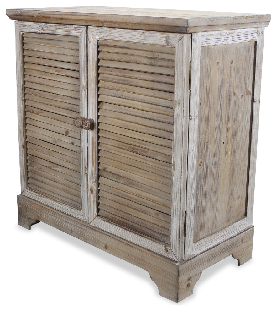 Brown Cabinet With 2 Shutter Style Doors