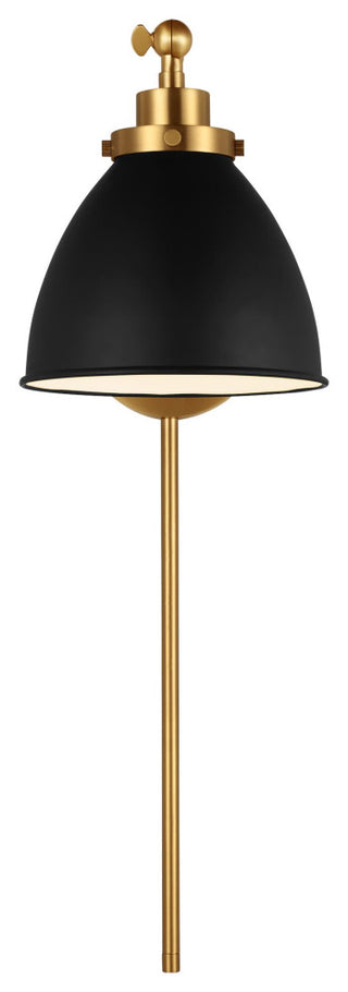 Wellfleet Single Arm Dome Task Sconce, Midnight Black and Burnished Brass