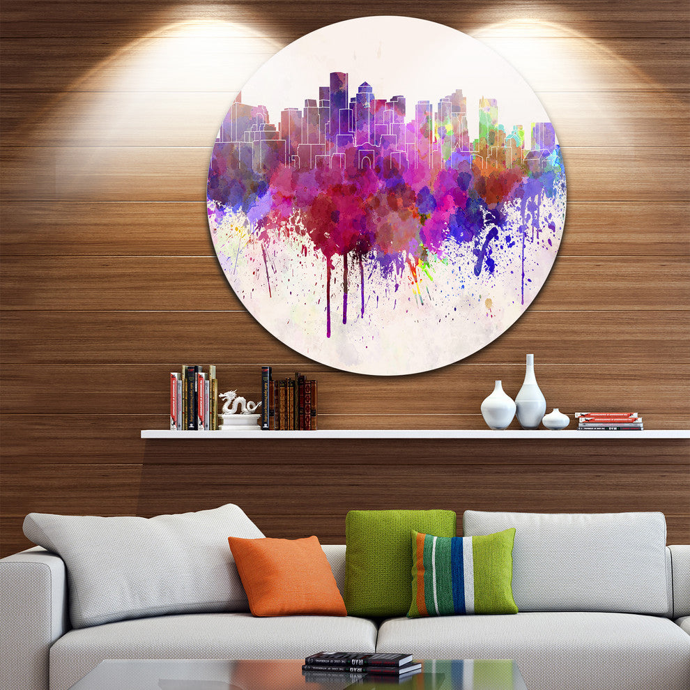 Boston Skyline, Cityscape Round Wall Art, 11"