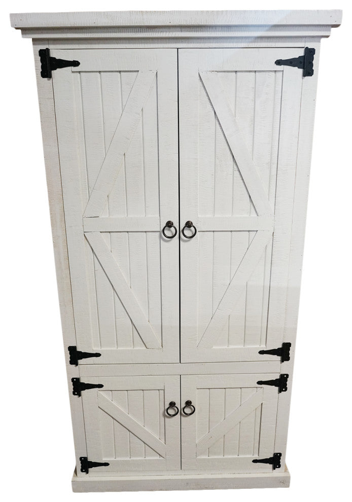 Barn Style Armoire / Kitchen Pantry, Bright White