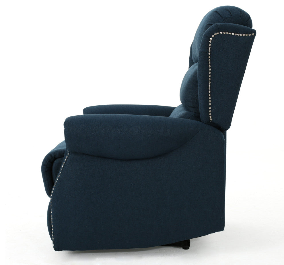 GDF Studio Desiree Tufted Fabric Power Recliner, Navy Blue