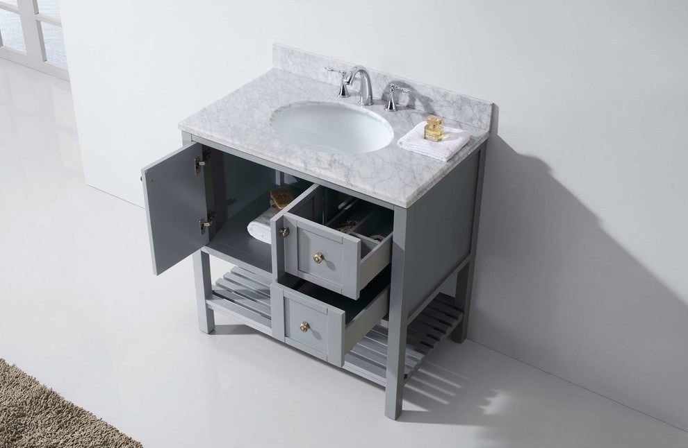 Winterfell 36" Single Bathroom Vanity Set, Gray With No Mirror