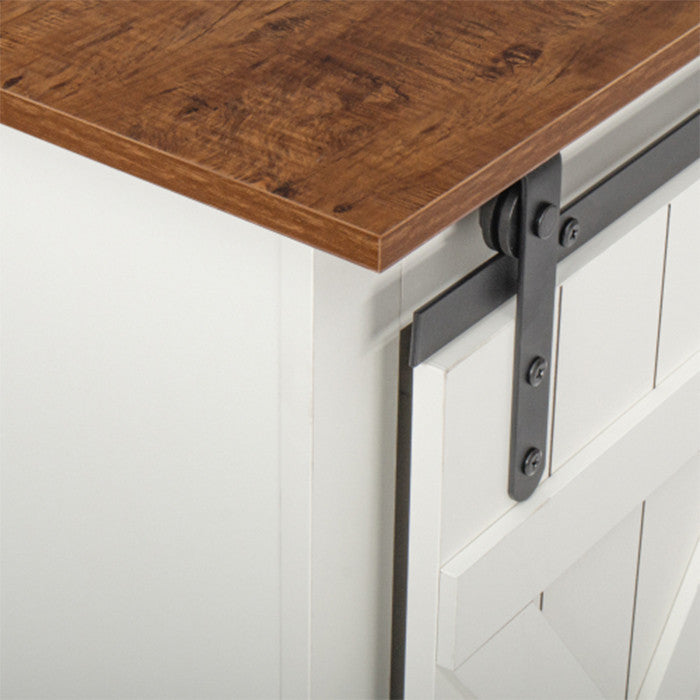 Farmhouse white MDF TV stand 65 inch flat media console table storage wood cabin