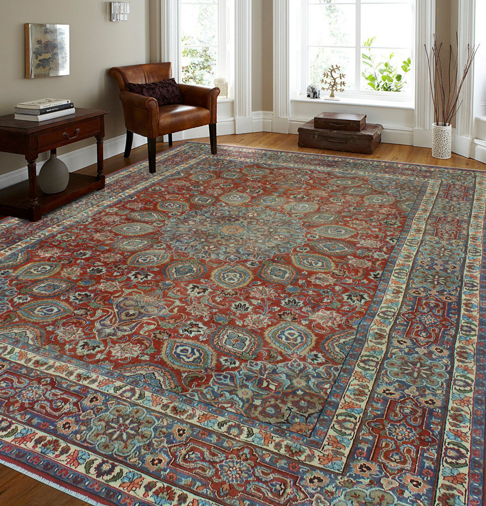 Fine Vintage Distressed Elissa Rust/Beige Rug, 9'3 x 12'5