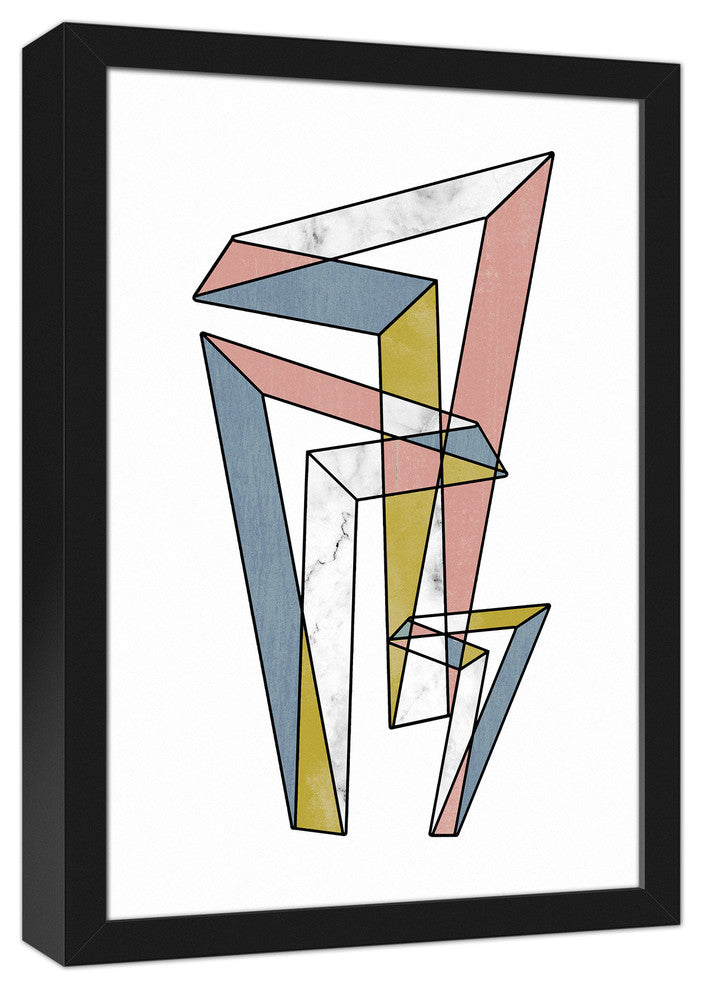 Indestructible Dimension Geometric Abstract 12x18 Black Framed Canvas