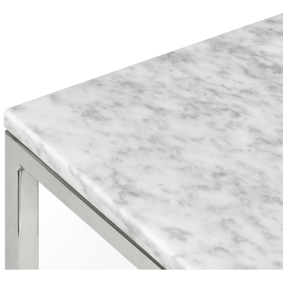 Modern Square Marble Top Coffee Table, Black Marble/Chrome Legs