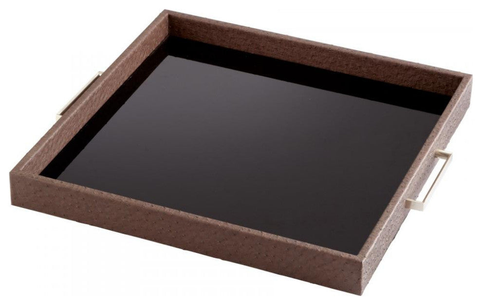 Large Chelsea Tray, Brown, Iron Glass and Wood, 19"W (6007 1EEXF)
