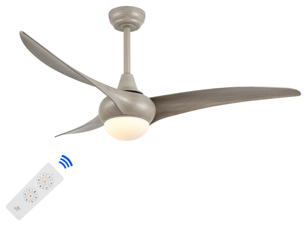 Aviator 52" 1-Light App 6-Speed Retro Swirl LED Ceiling Fan, Gray Wood