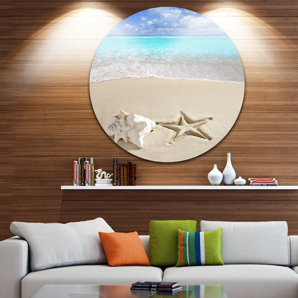 Caribbean Beach Starfish, Beach Photography Disc Metal Wall Art, 38"