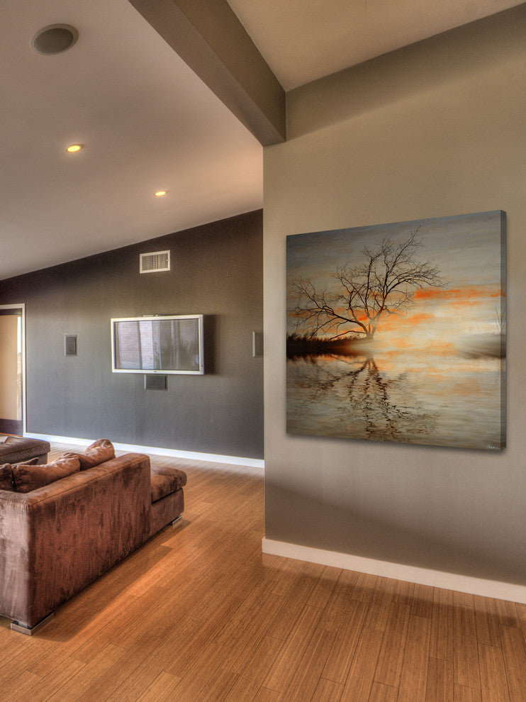 "Red Leafs B" Fine Art Canvas Print, 18"x18"