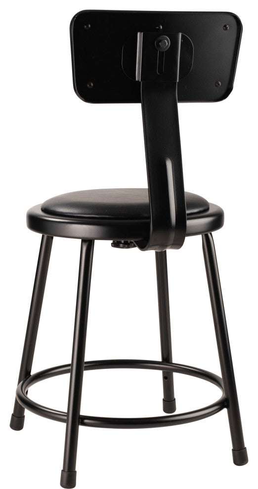 NPS 18"Heavy Duty Vinyl Padded Steel Stool With Backrest, Black
