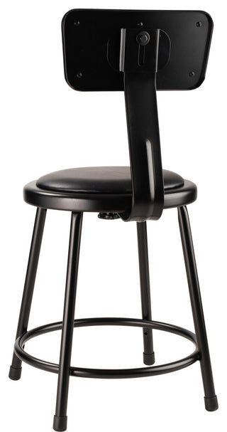 NPS 18"Heavy Duty Vinyl Padded Steel Stool With Backrest, Black
