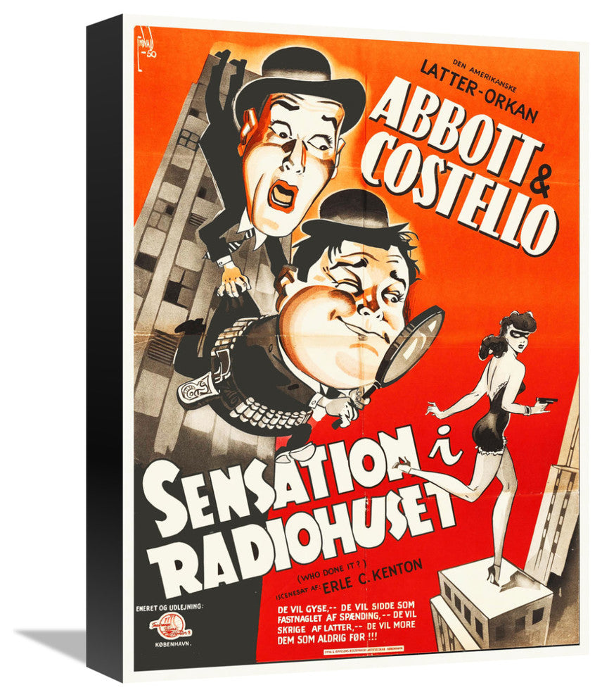 "Abbott & Costello - Swedish - Who Done It" Canvas Giclee, 12"x16"