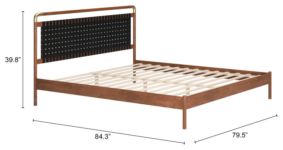 Netz King Bed Black & Walnut