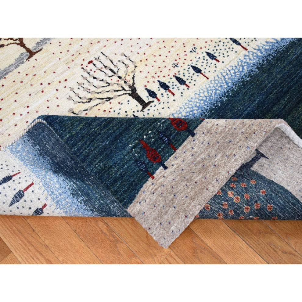 Ivory Hand Knotted Modern Design Soft and Plush Wool Oriental Rug 9'x12'