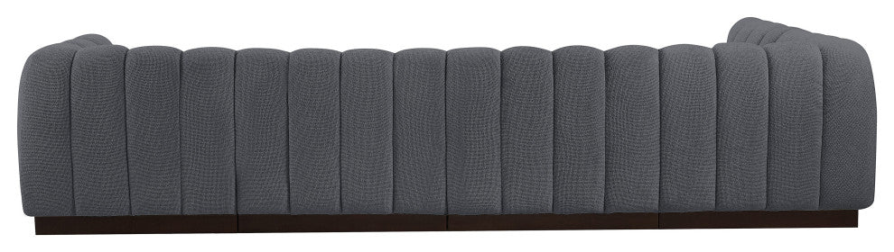 Quinn Chenille Upholstered 5-Piece L-Shaped Modular Sectional, Grey