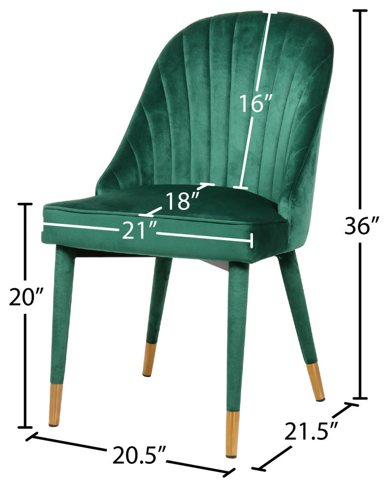 Belle Velvet Upholstered Dining Chair (Set of 2), Green