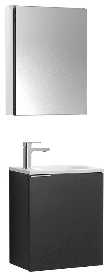 Valencia 20" Black Wall Hung Bathroom Vanity Set, Cabinet, Faucet, FFT1041BN