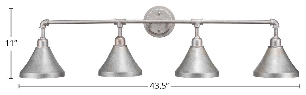 Vintage 4-Light Bath Bar, Aged Silver