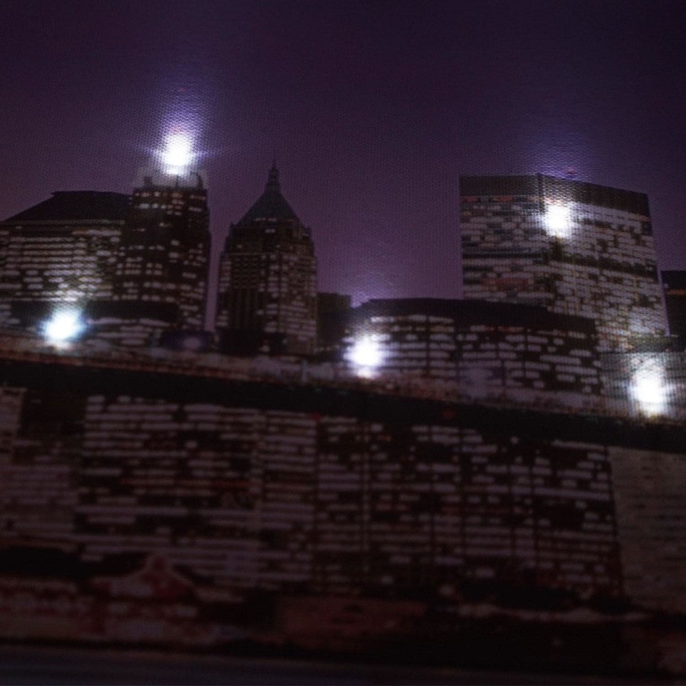 "LED New York City Brooklyn Bridge Skyline" Canvas Wall Art