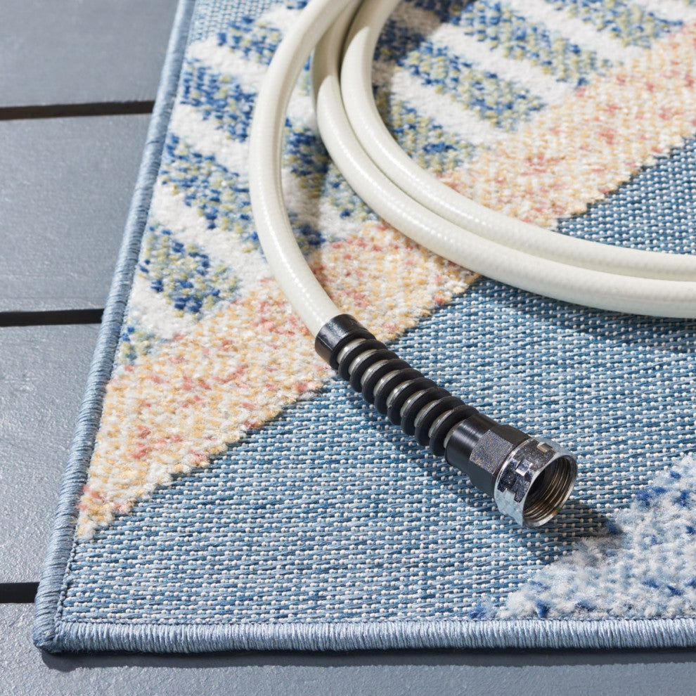 Safavieh Sarasota Collection SAR102 Indoor-Outdoor Rug, Blue/Light Green, 4'5"x6'5"