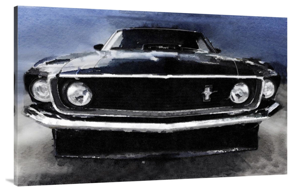 "1968 Ford Mustang Shelby Front Watercolor" Fine Art Print