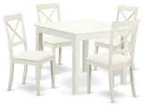 5-Piece Dinette Table Set Table, 4 Faux Leather Seat Dining Chairs, White