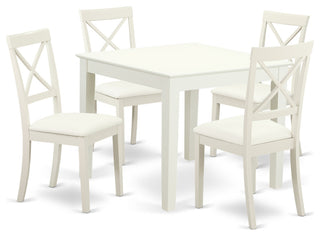 5-Piece Dinette Table Set Table, 4 Faux Leather Seat Dining Chairs, White