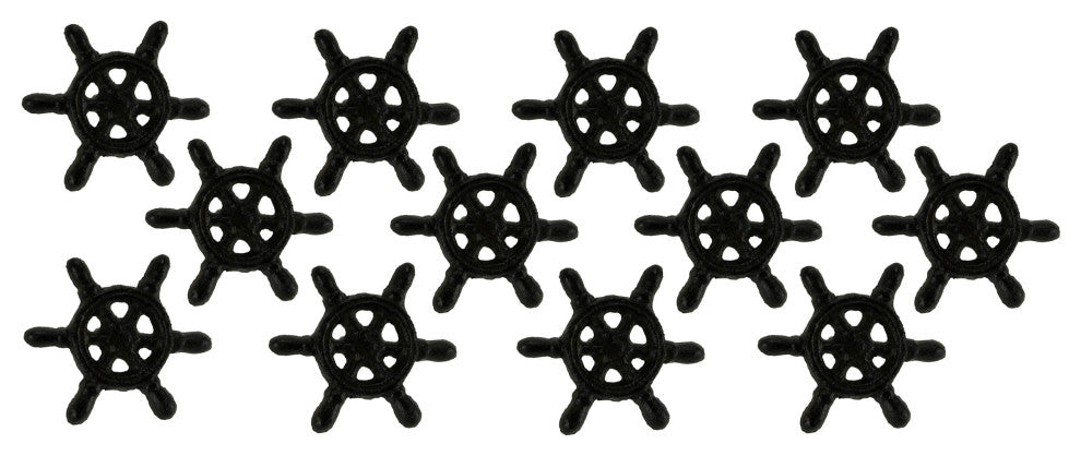 Dark Brown Cast Iron Nautical Ship Wheel Drawer Pulls or Cabinet Knobs Set of 1