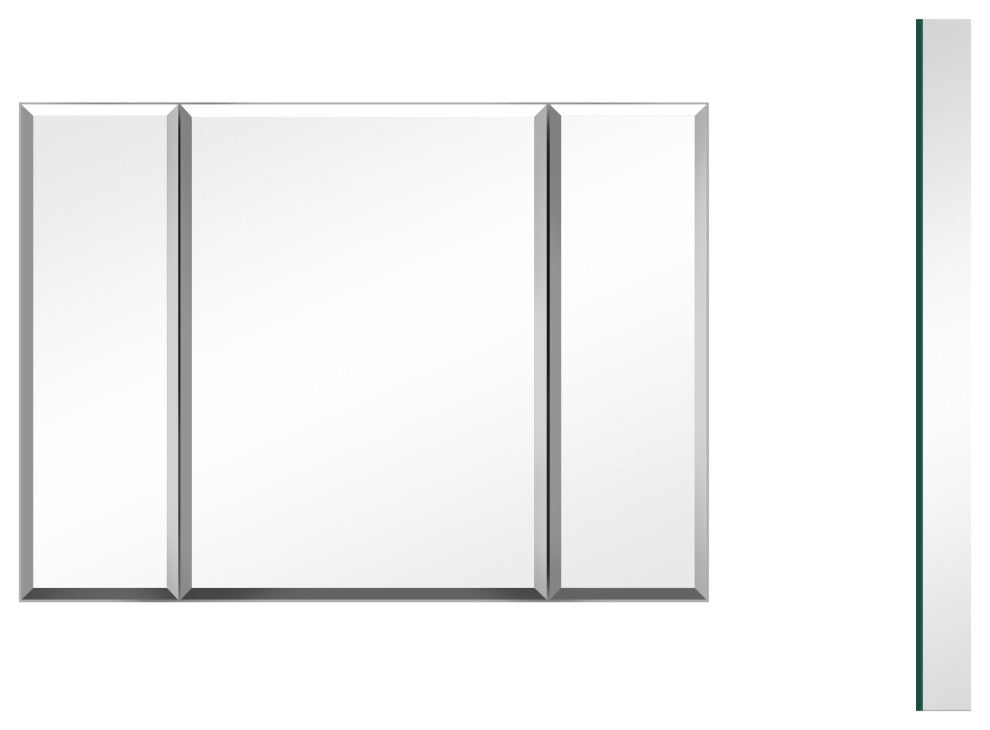 Frameless Aluminum Medicine Cabinet Adjustable Shelves,36x26Inch