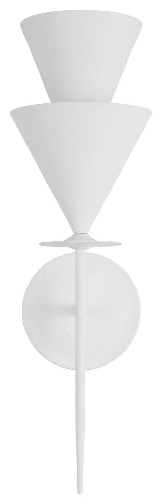 Cornet Casual 1-Light Indoor Wall Large Sconce, Cast Plaster Matte White