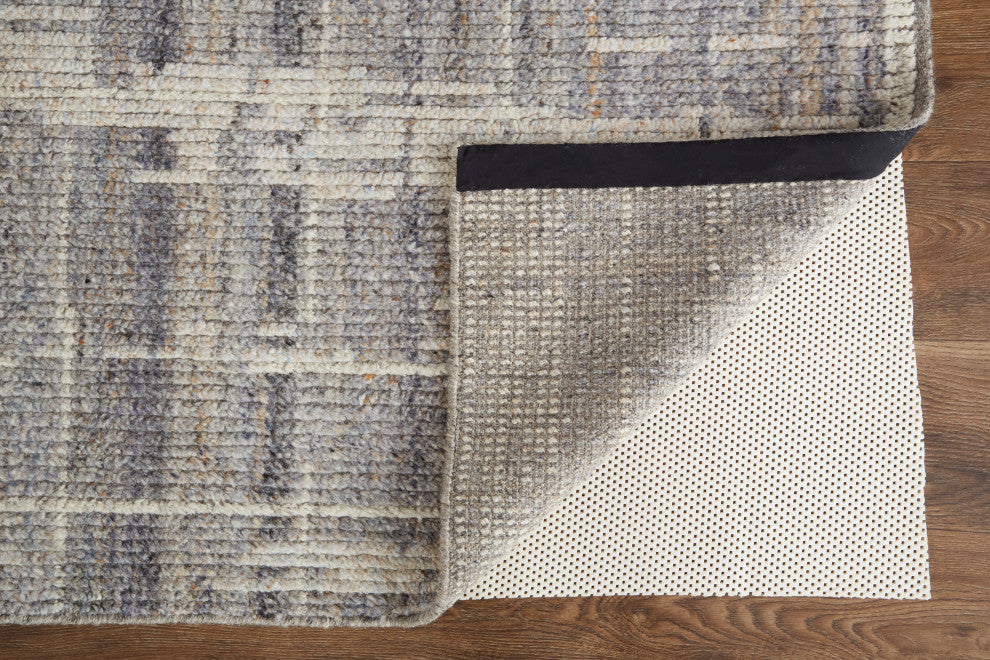 Weave & Wander Rheed Wool Rug, Gray/Blue/Ivory, 7ft-9in x 9ft-9in Rug