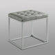 Teresa PU Leather Button Tufted Metal Frame Cube Ottoman, Gray