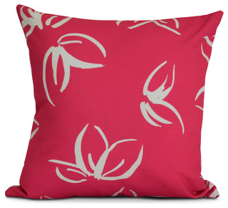 16x16", Floral Outdoor Pillow, Red