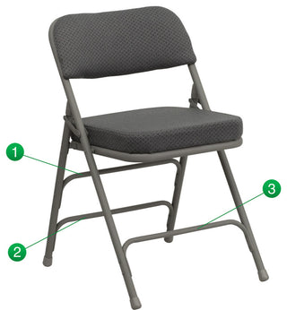2 Pack HERCULES Premium Triple Braced & Double Hinged Upholstered Folding Chair, Gray Fabric/Gray Frame