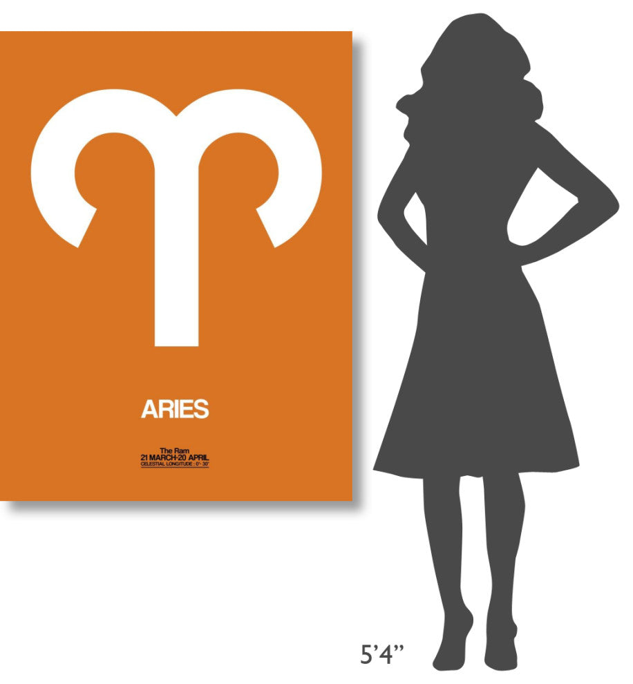 "Aries Zodiac Sign White on Orange" Fine Art Print