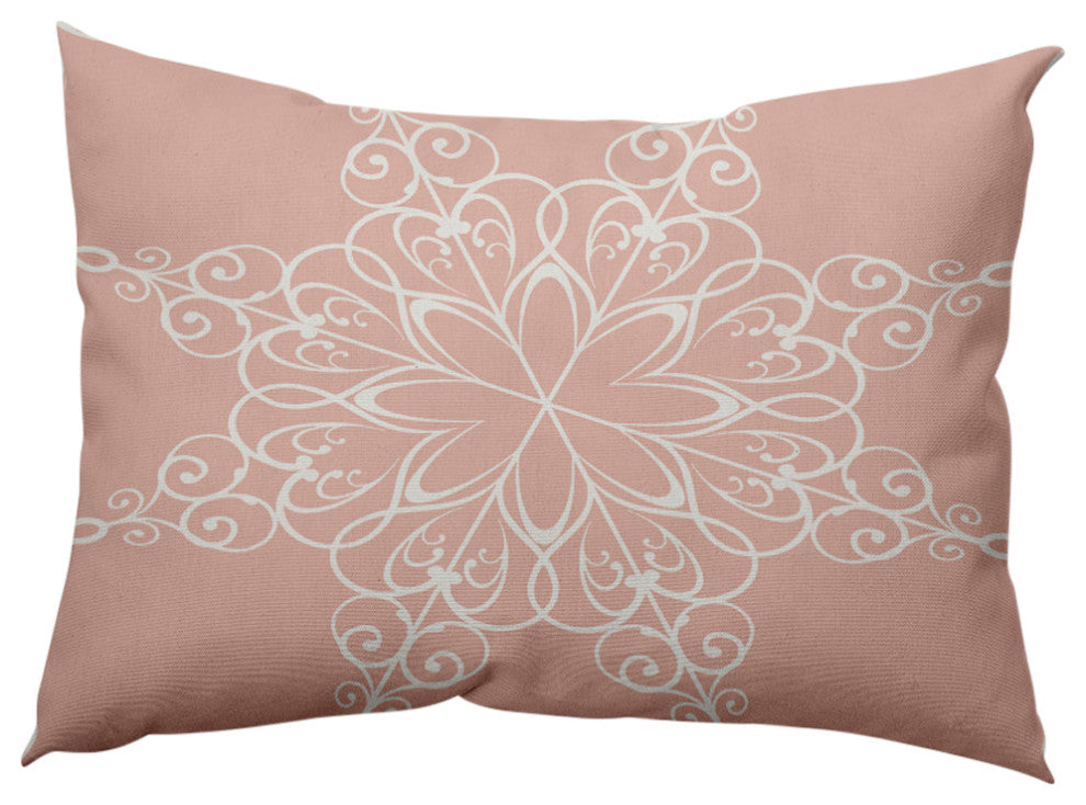 Snowflake Decorative Throw Pillow, Peach, 14"x20"