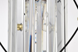 1-Light Black and Gold Cage Mini Pendant With Hanging Crystals