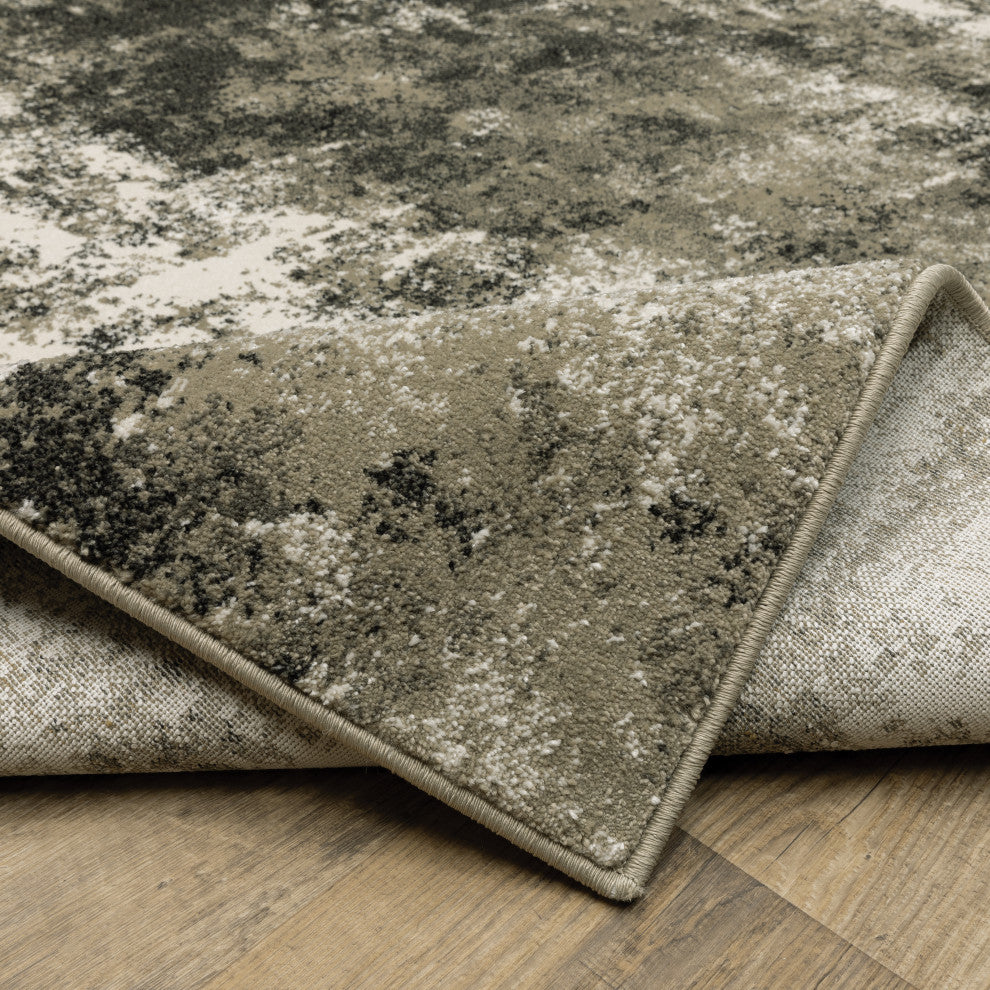 Vander Casual Abstract Power-Loomed Area Rug, Charcoal/Beige, 9'10"x12'10"