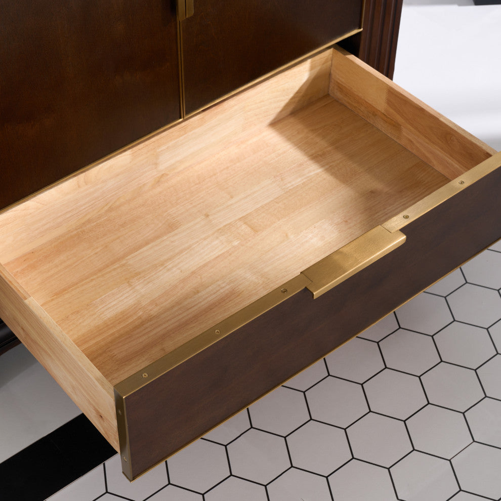 Grace Freestanding Bathroom Vanity with Quartz Top, Espresso, 36"