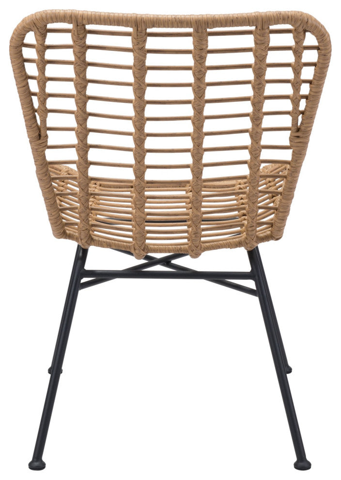 Dining Chair, Set of 2, Aluminum, Metal, Natural, Black, Outdoor Patio Balcony
