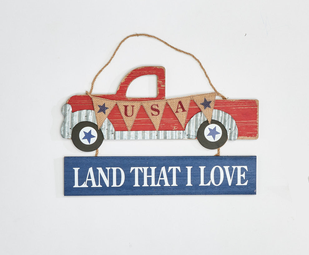 8" Hanging Americana Wood Truck