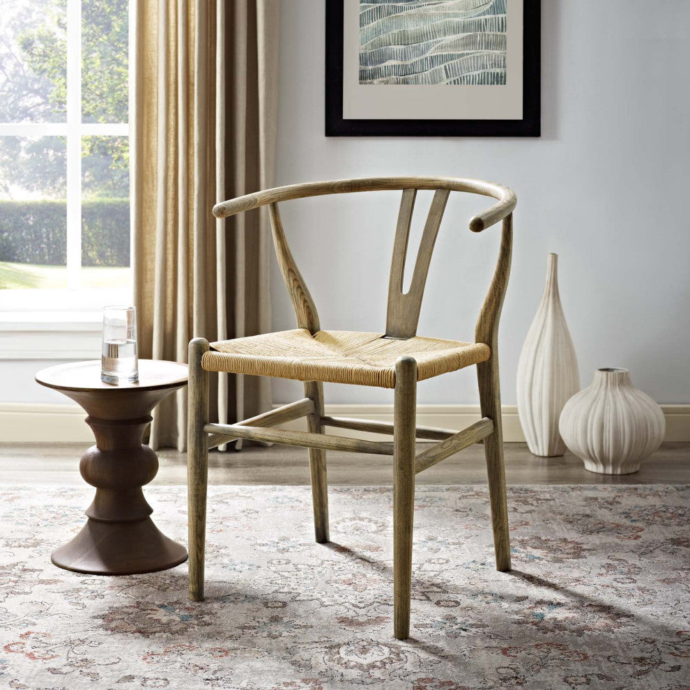 Amish Dining Wood Side Chair Weathered Gray