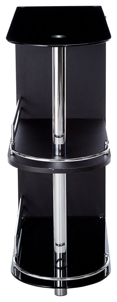 Roland Modern Pub Bistro Bar Table With Tempered Glass Shelves, Black