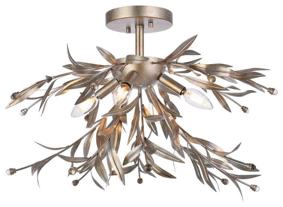Piper 23" Flush Mount, Silver Leaf