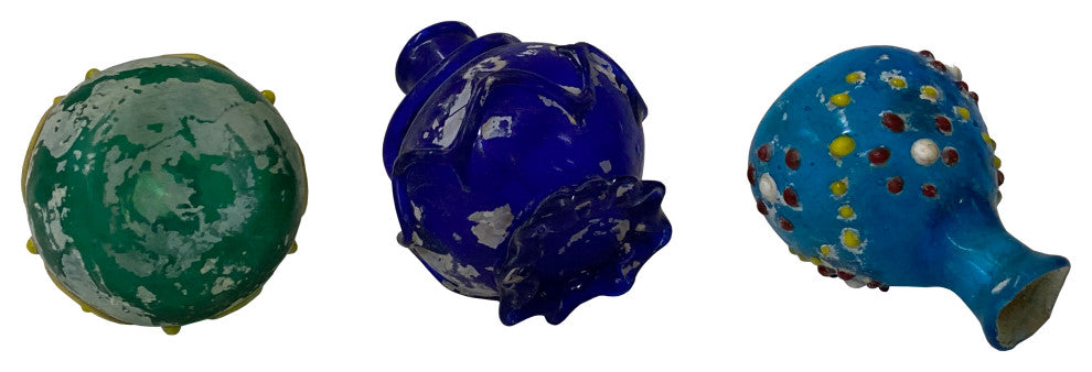 3 Piece Distressed Look Color Glass Small Bottle Vase Display Hws2468