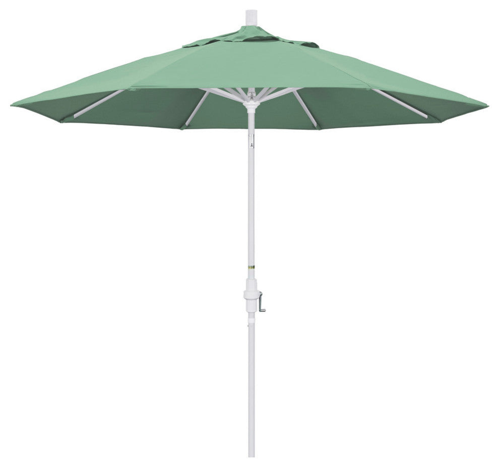 9' Matted White Collar Tilt Crank Aluminum Umbrella, Spa Pacifica